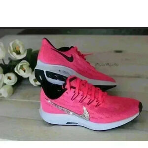 Women's Nike Air Zoom Pegasus 36 Hyper Pink Shoes made with Swarovski Crystals